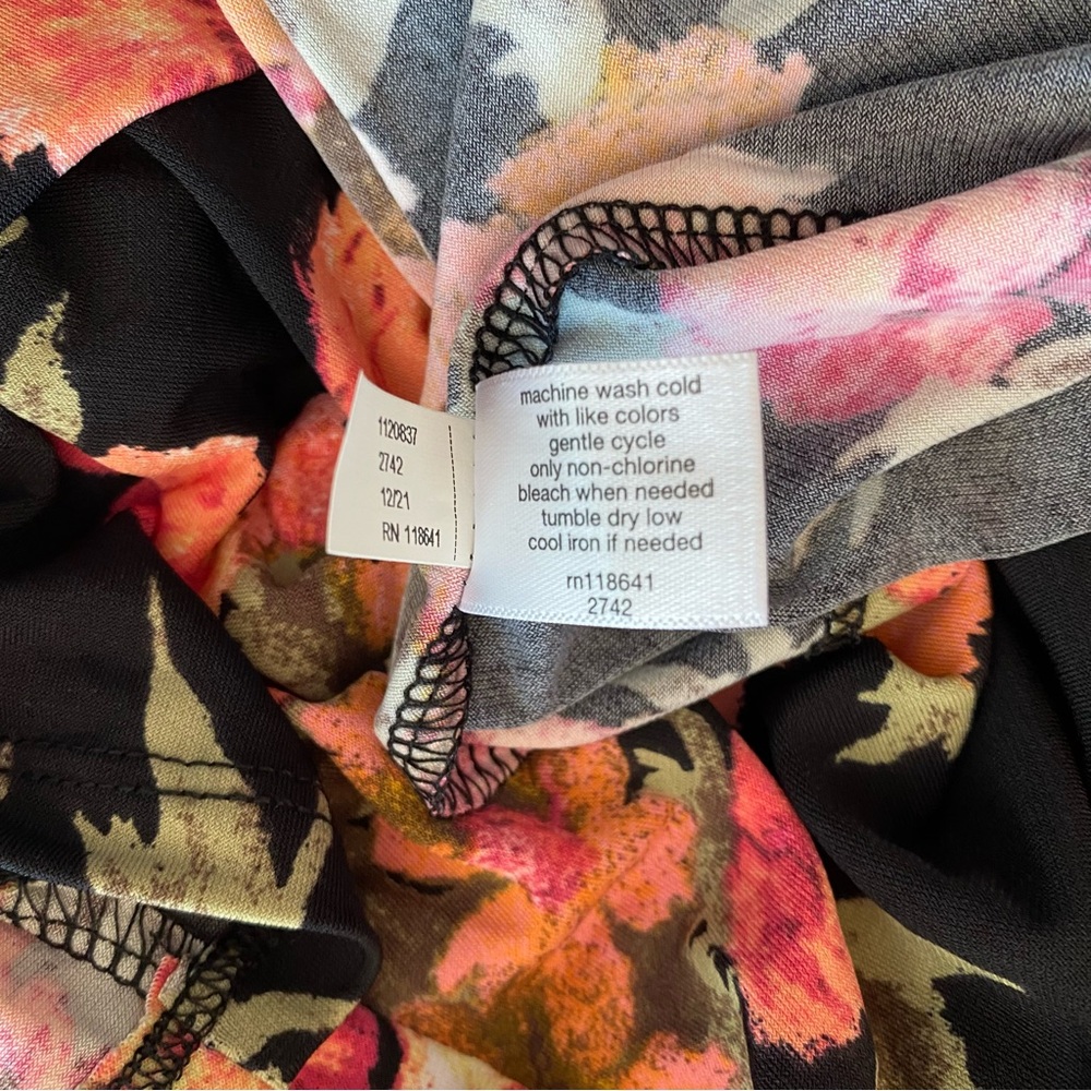 Lane Bryant Black Pink and orange Floral tie neck dress size 22/24 - Picture 6 of 7